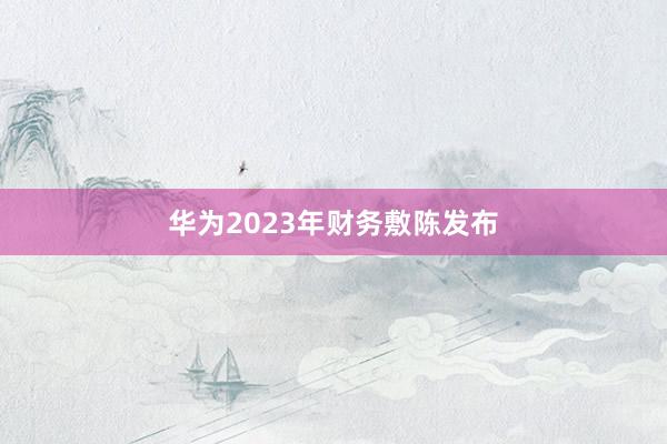 华为2023年财务敷陈发布